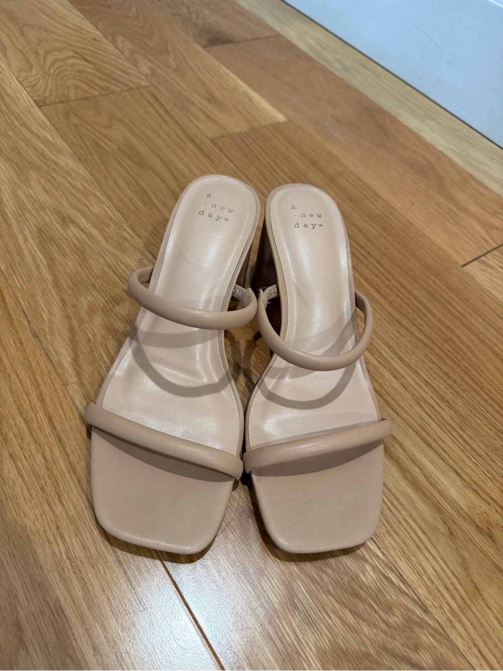 Target Nude Tan Double-Strap Square-Toe Sandal